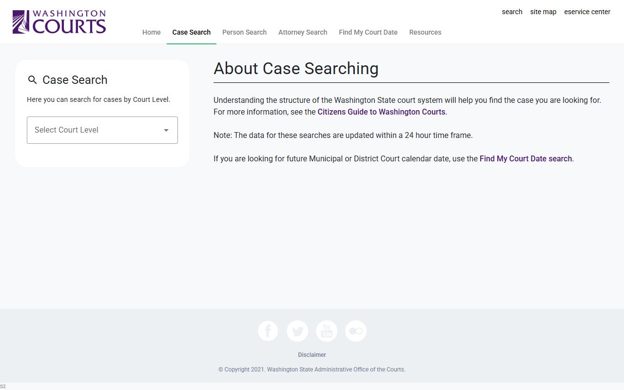 Kitsap County court records after arrest Washington Courts Case Search fields