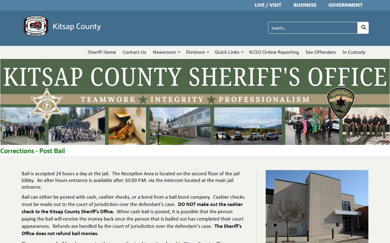 Kitsap County Jail bail posting instructions and release timing