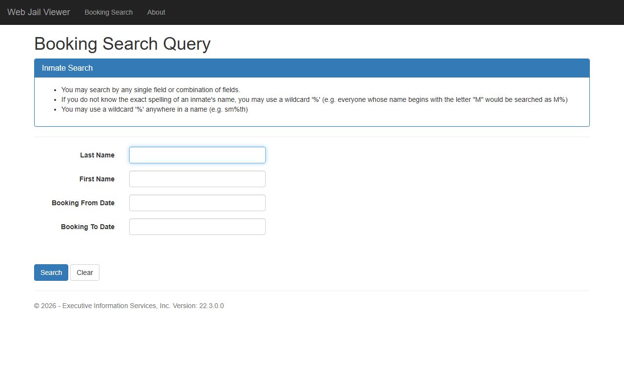 Kitsap County inmate search roster fields with wildcard booking lookup instructions