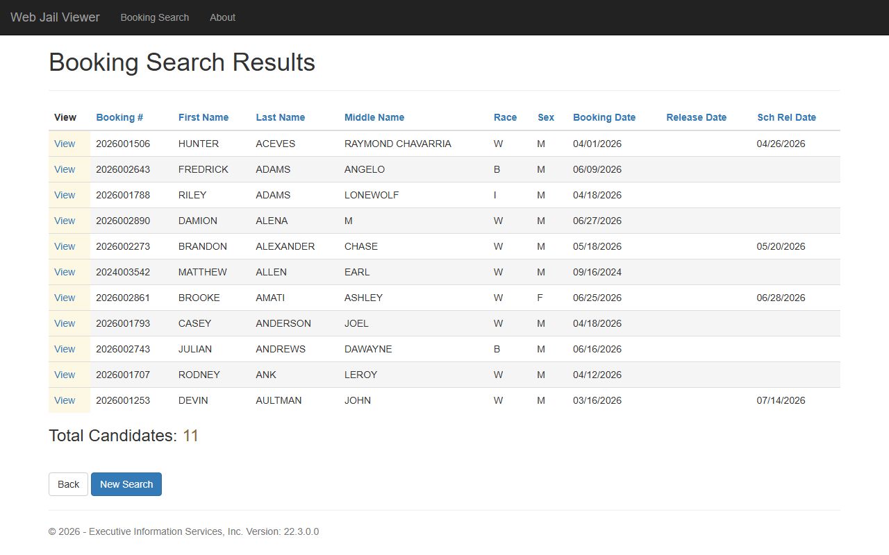 Kitsap County inmate records booking search results table