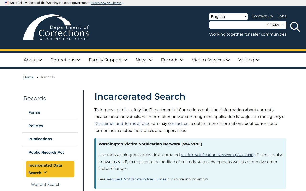 Kitsap County inmate population state prison lookup through WA DOC incarcerated search
